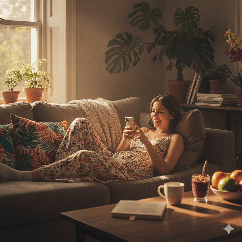 Cliente navegando no celular