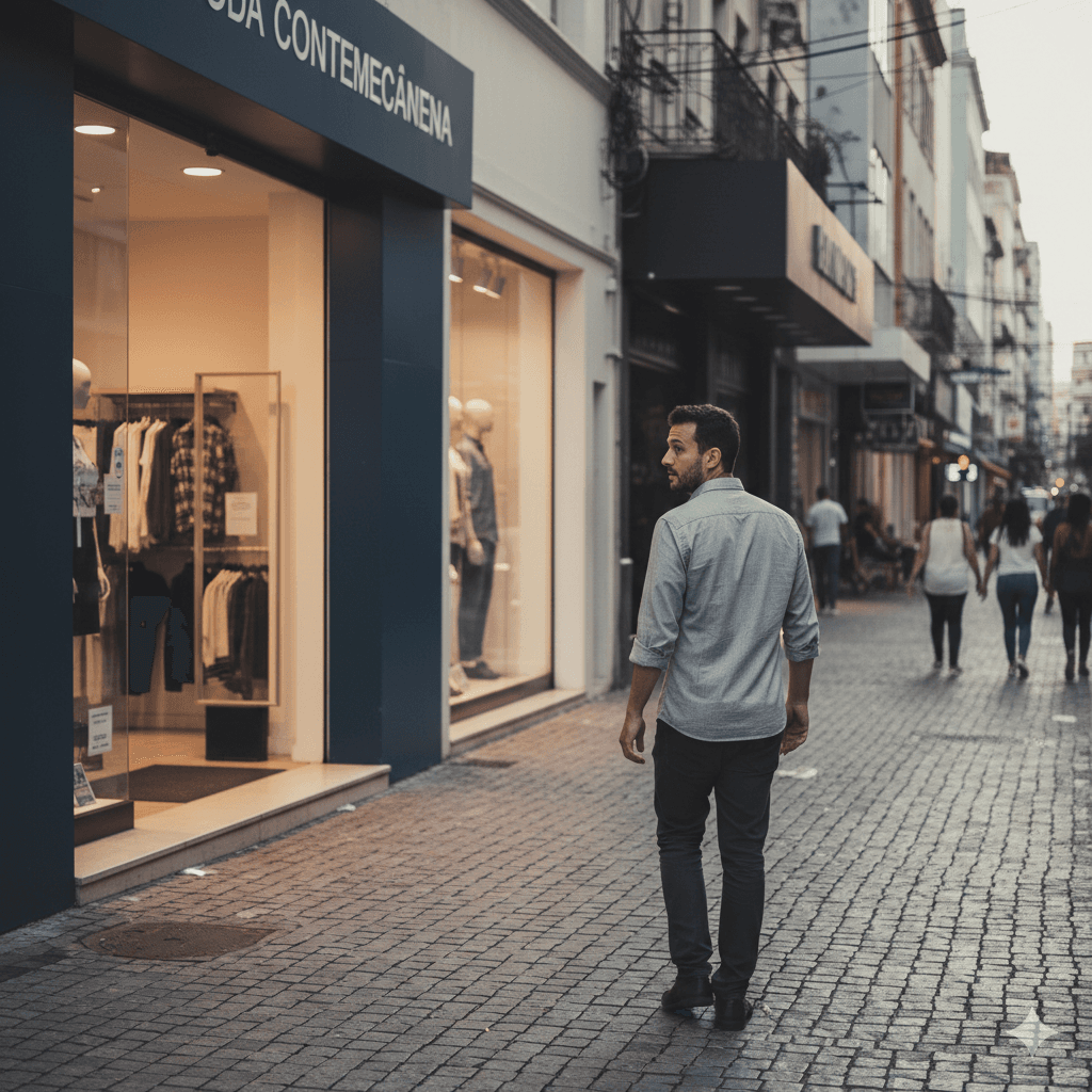 Cliente saindo da loja